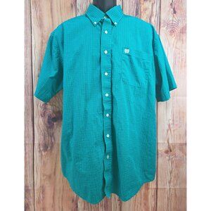 Cinch Mens Short Sleeve Diamond Print Button-Up Shirt Large